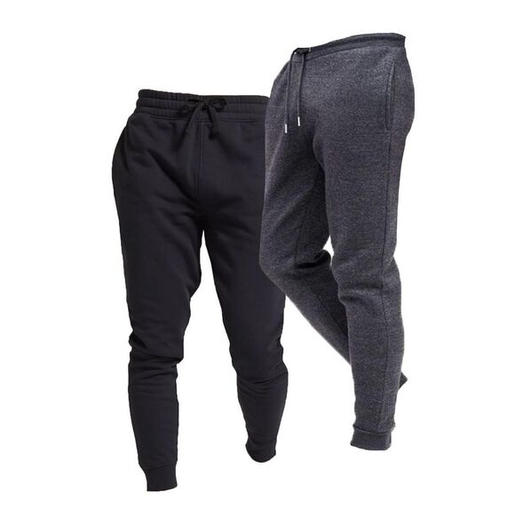 Keanu Mens Cotton Blend Slim Sweatpants (Pack of 2) / Black/Charcoal